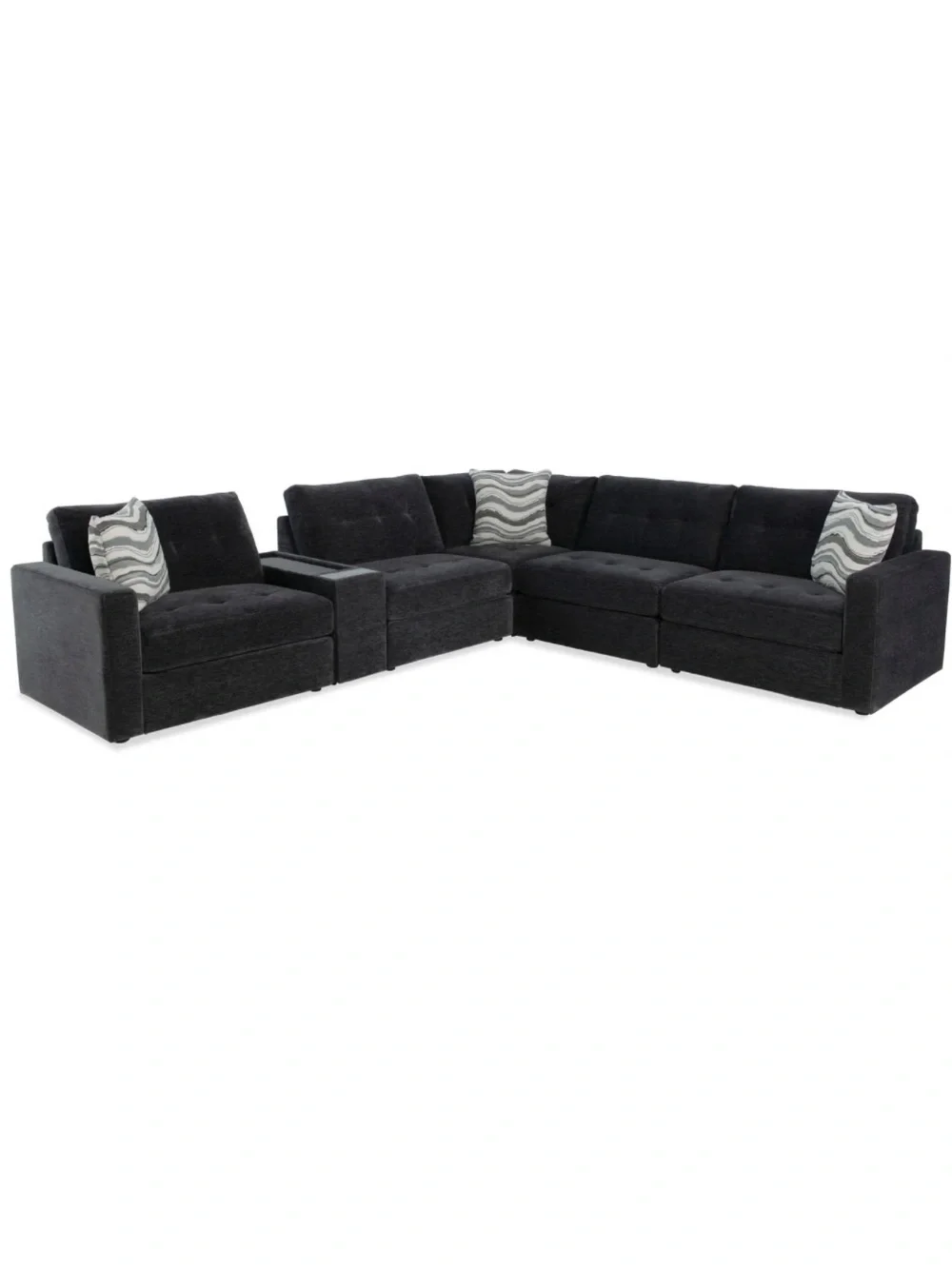 Gray Wave Accent Pillow on Slate Gray Sofa - Home Accents Set of 3